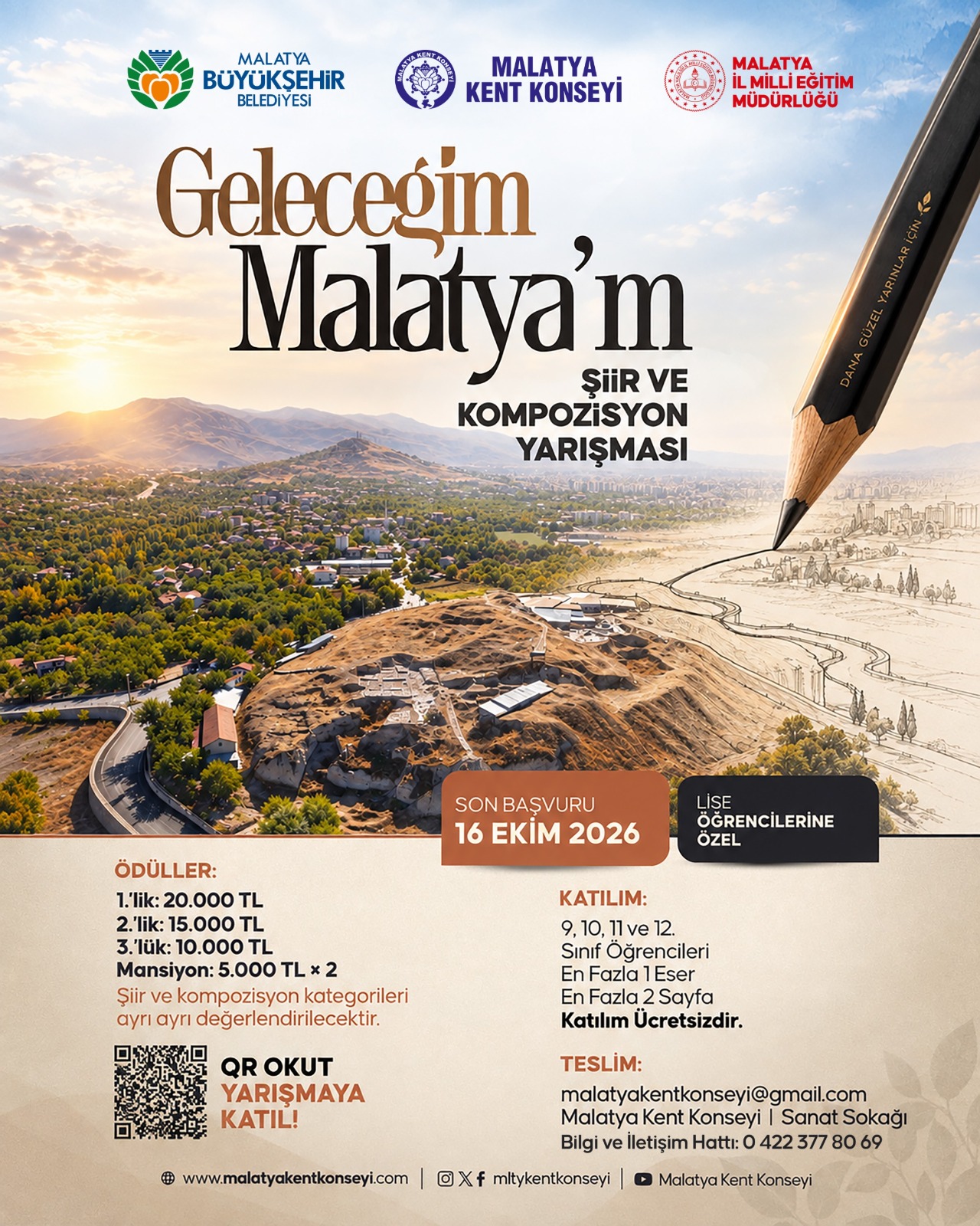 Malatya Kent Konseyi’nden  “Geleceğim Malatya’m” Konulu Kompozisyon ve Şiir Yarışması