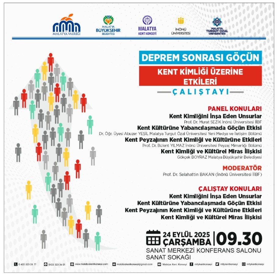 MALATYA KENT KONSEYİ “DEPREM NEDENLİ GÖÇÜN KENT KİMLİĞİ ÜZERİNE ETKİLERİ ÇALIŞTAYI” DÜZENLİYOR